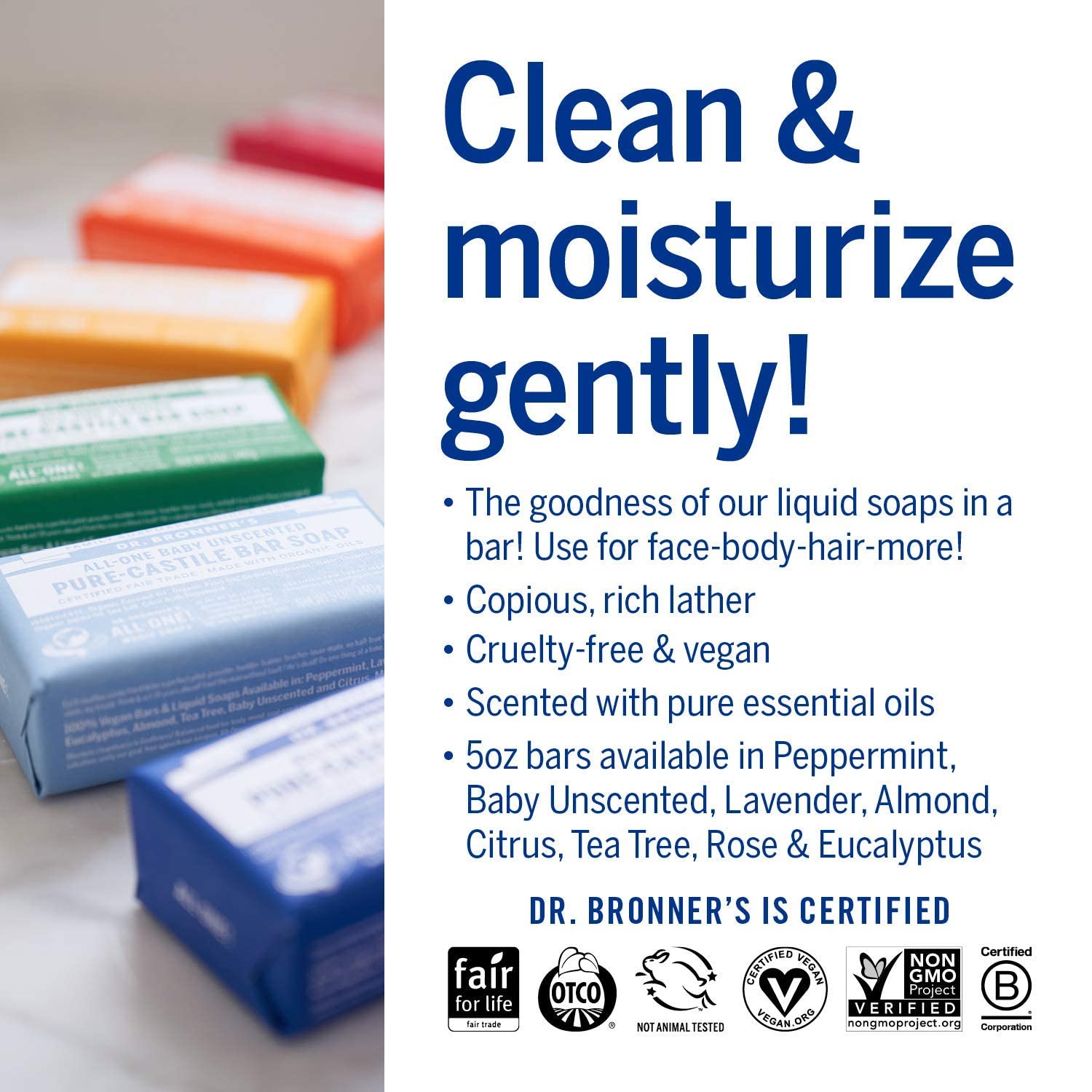 Dr. Bronner's conjunto de barras destaca variedad de aromas para elegir