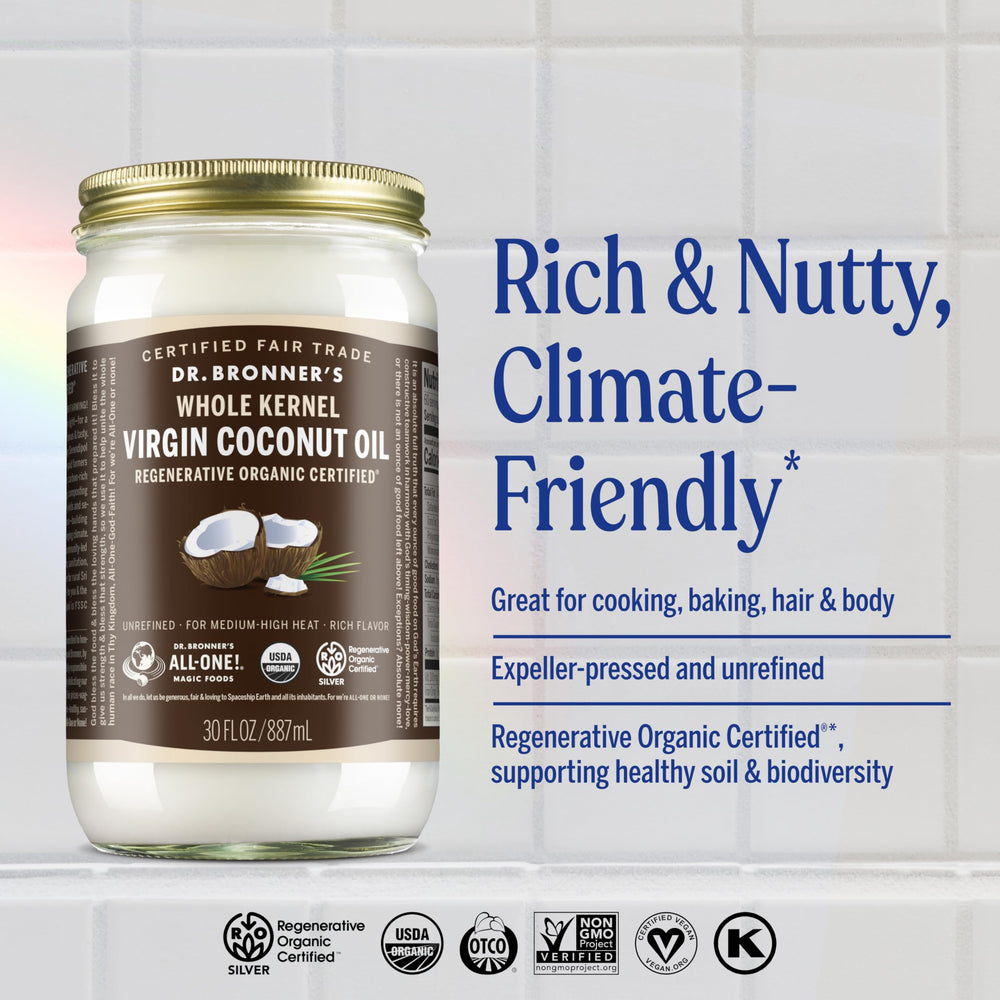 Dr. Bronner's textura sólida en cuchara que funda fácilmente al calentar