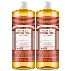Dr. Bronner's eucalyptus front packaging showing product and quantity benefits