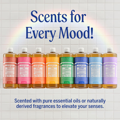 Dr. Bronner's eucalyptus measured for laundry showing concentrated economy benefit
