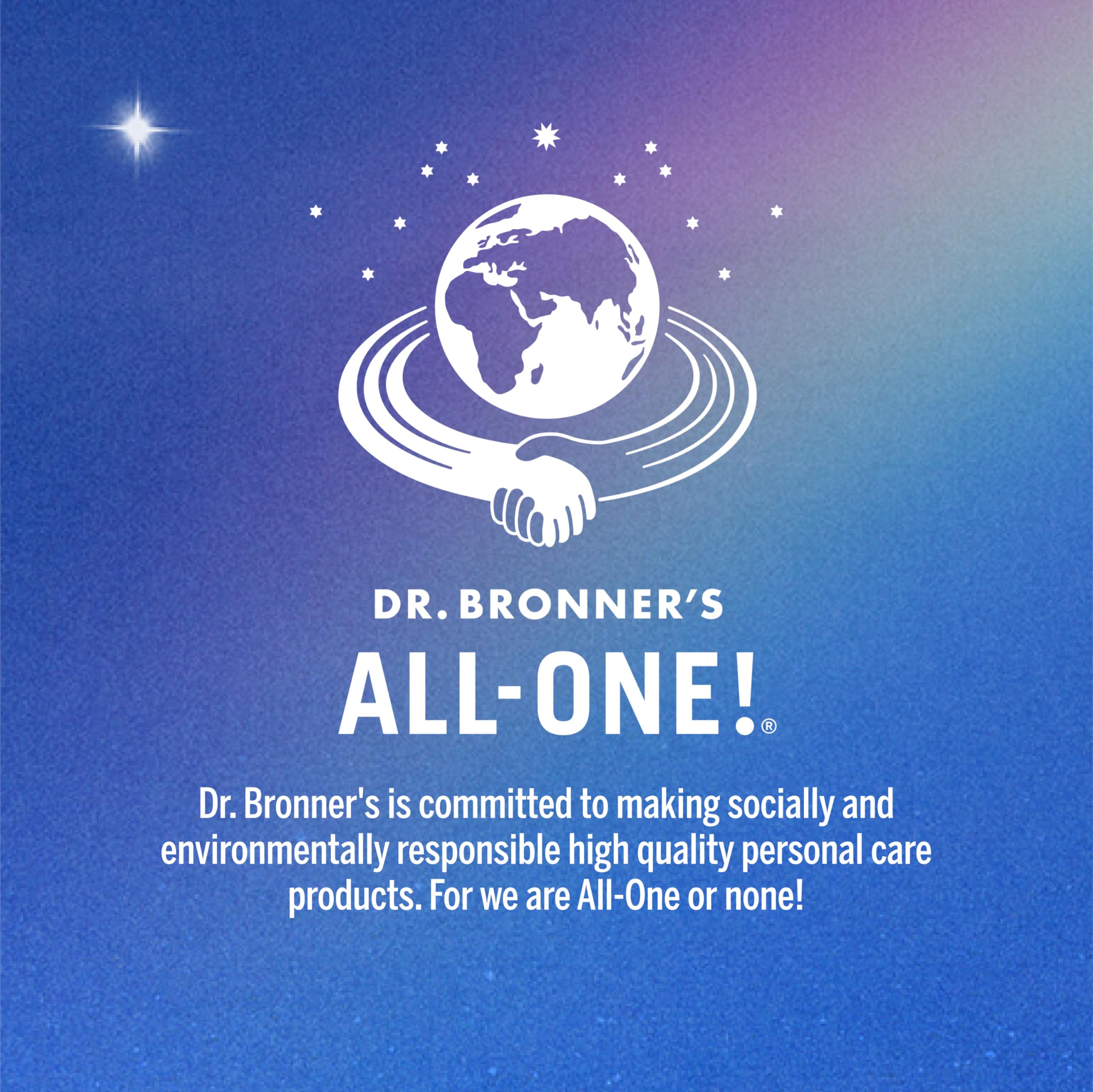 Dr. Bronner's recycled bottle symbol emphasizing sustainability and reduced waste