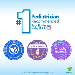 Dr. Brown's internal vent system close-up highlighting reduced colic and air-free feeding