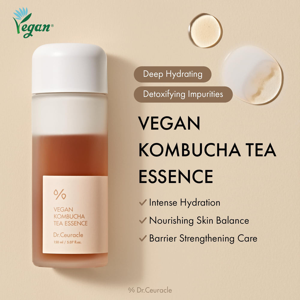Dr.Ceuracle etiqueta con lista de ingredientes y enfoque kombucha puro