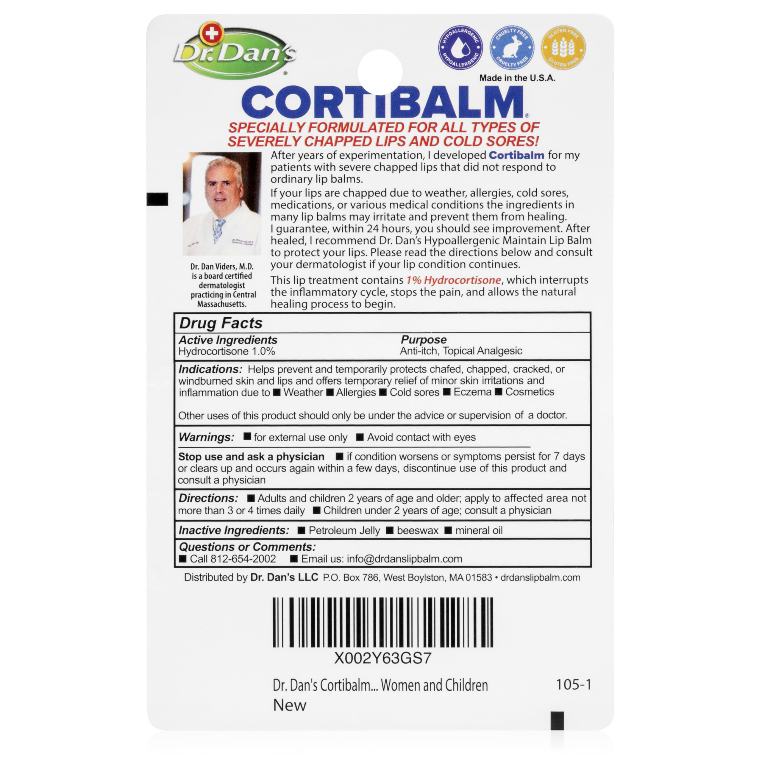 Dr. Dan's Cortibalm textura de la barra, visual de la fórmula protectora
