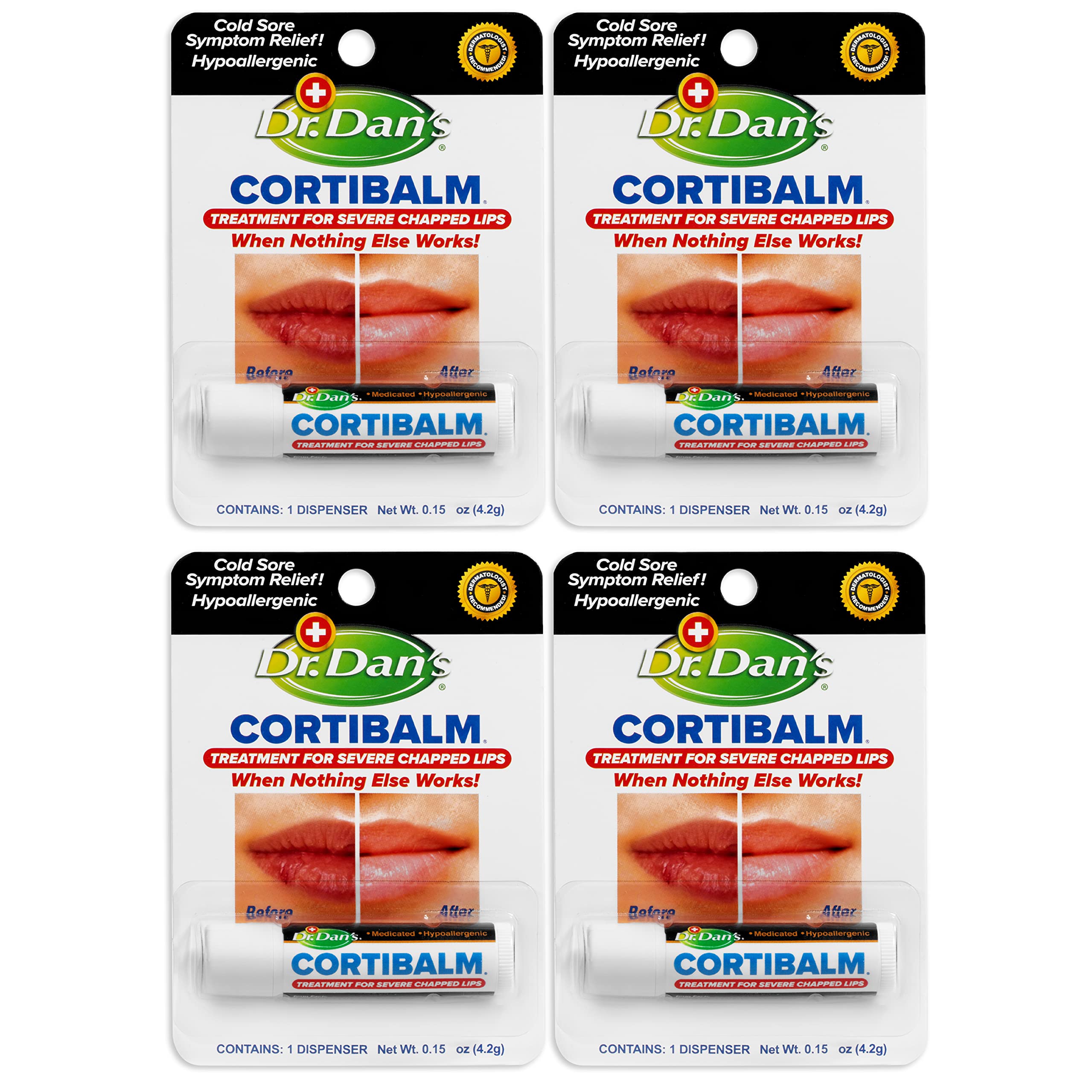 Dr. Dan's Cortibalm frente del pack mostrando cuatro barras y beneficio de ahorro