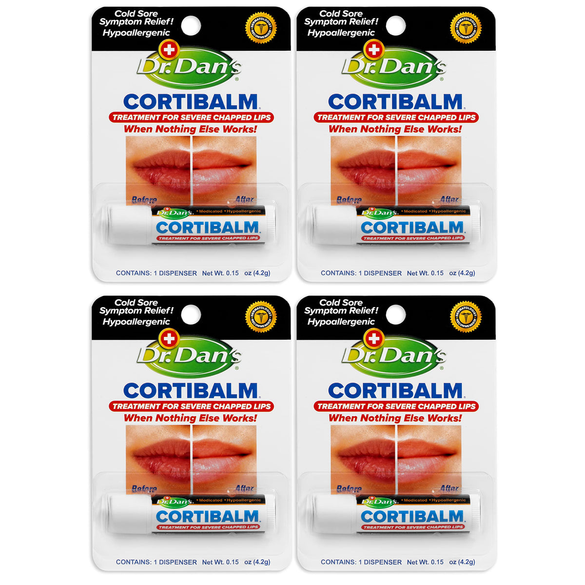Dr. Dan's Cortibalm frente del pack mostrando cuatro barras y beneficio de ahorro