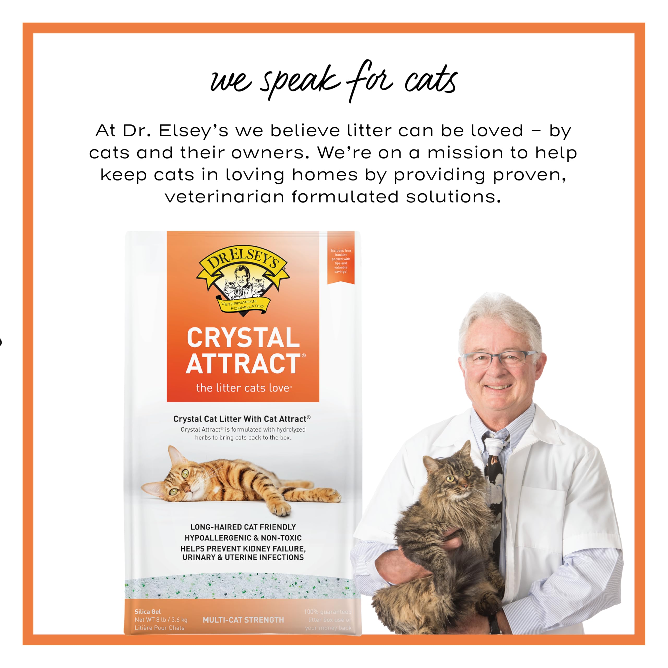 Dr. Elsey's folleto de soluciones y etiqueta con instrucciones claras