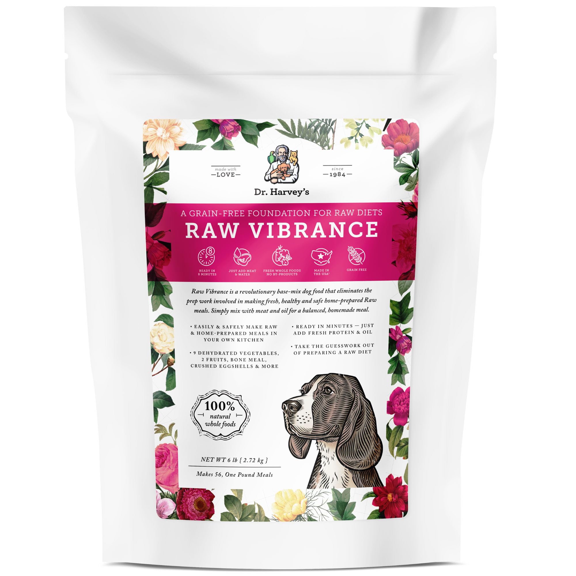 Dr. Harvey's front package view showing 6 lb bag and clear product identity benefit