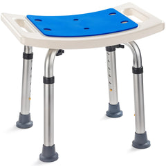 Dr. Kay's front view of shower chair showing stable frame and seat benefit stability