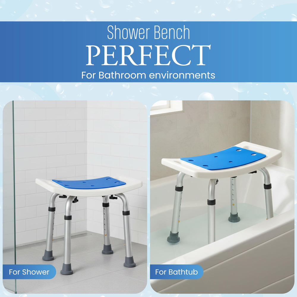 Dr. Kay's shower chair placed in bathtub showing safer seated bathing benefit