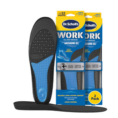 Dr. Scholl's front packaging showing work insoles and benefits