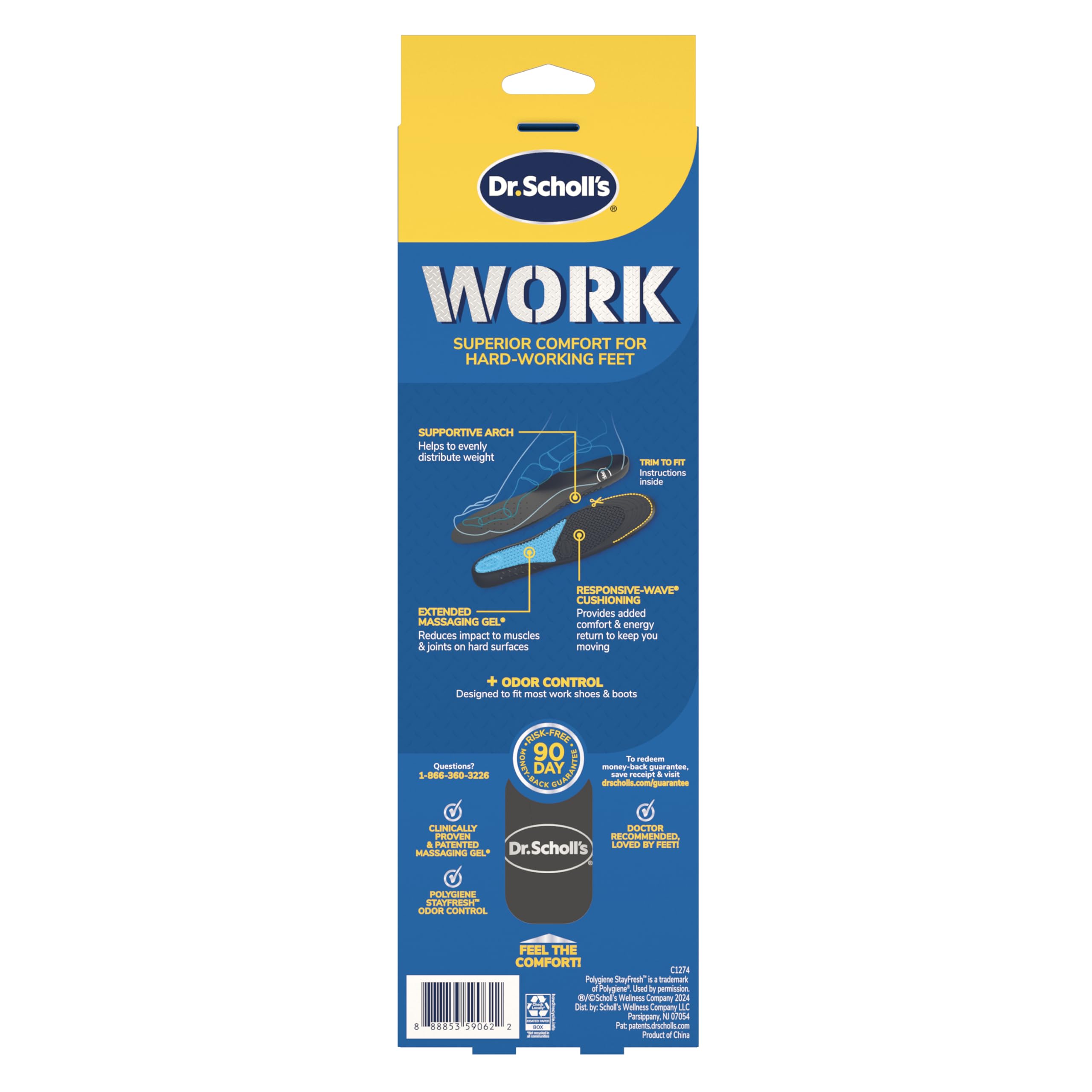 Dr. Scholl's lifestyle image of worker standing on concrete with support