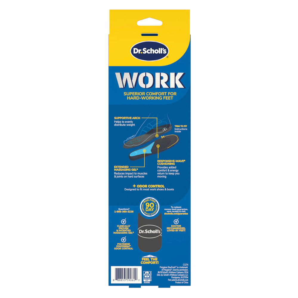 Dr. Scholl's lifestyle image of worker standing on concrete with support