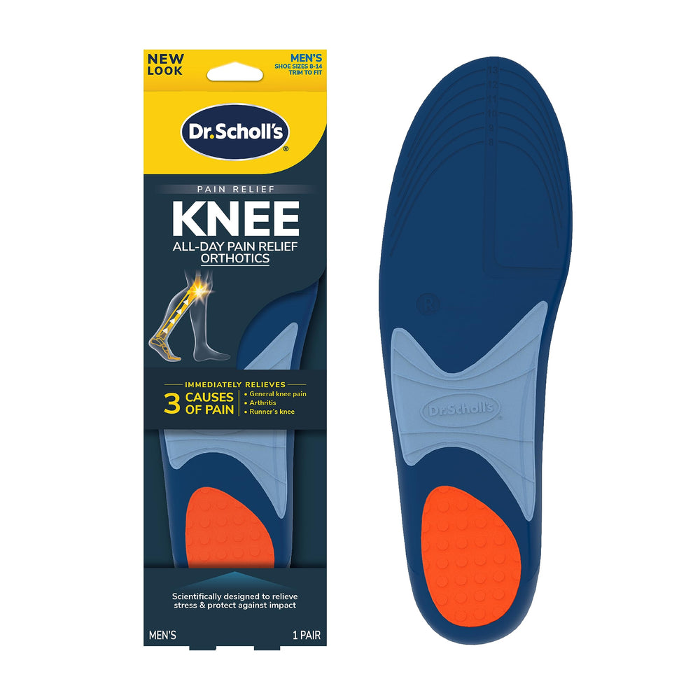 Dr. Scholl's vista frontal del empaque mostrando el producto y beneficios