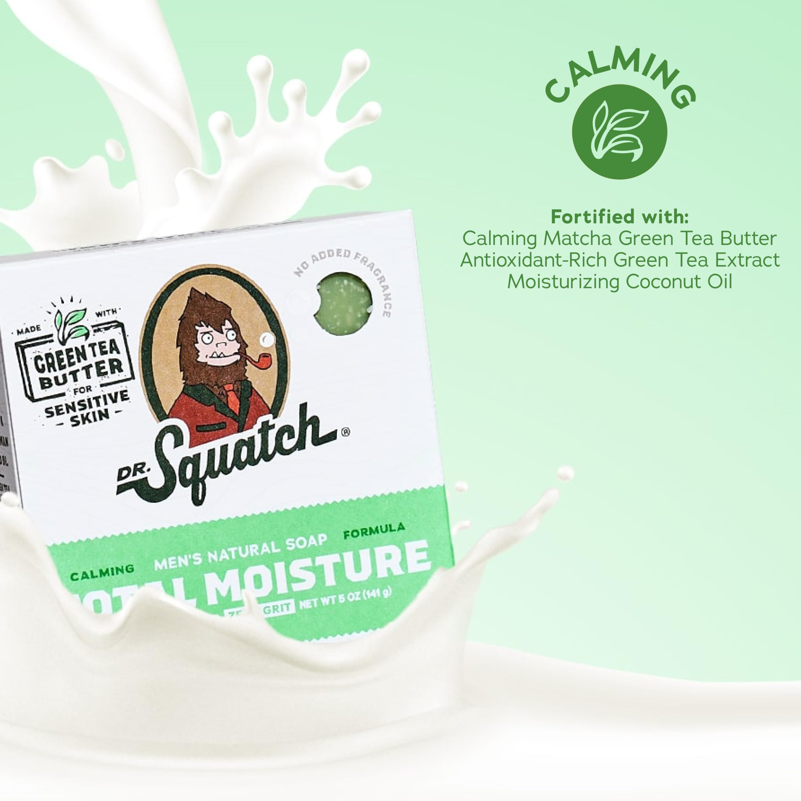 Dr. Squatch barra con extracto de té verde enfocada para una sensación fresca y limpia