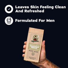 Dr. Squatch Birchwood Breeze frasco enfatizando aroma amaderado duradero