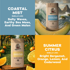 Dr. Squatch etiqueta legible con ingredientes naturales visibles