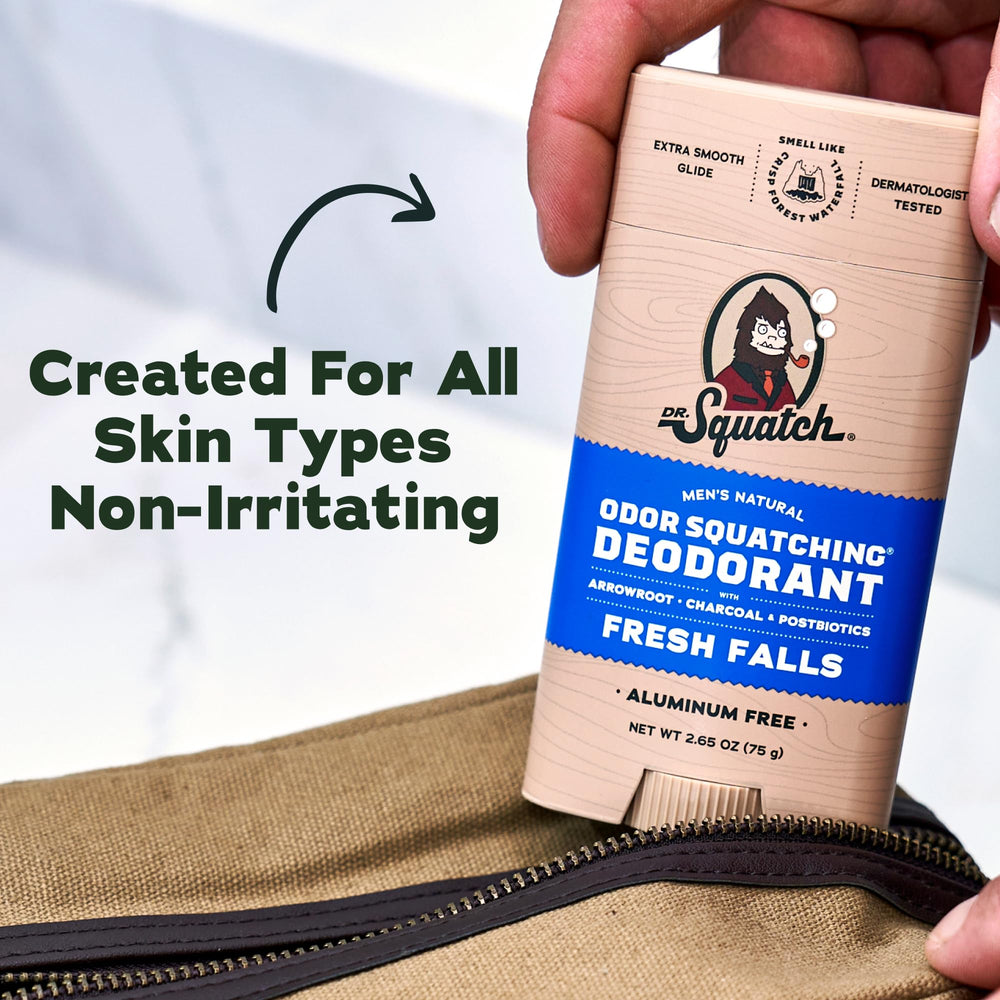 Dr. Squatch etiqueta de ingredientes resaltando fórmulas naturales