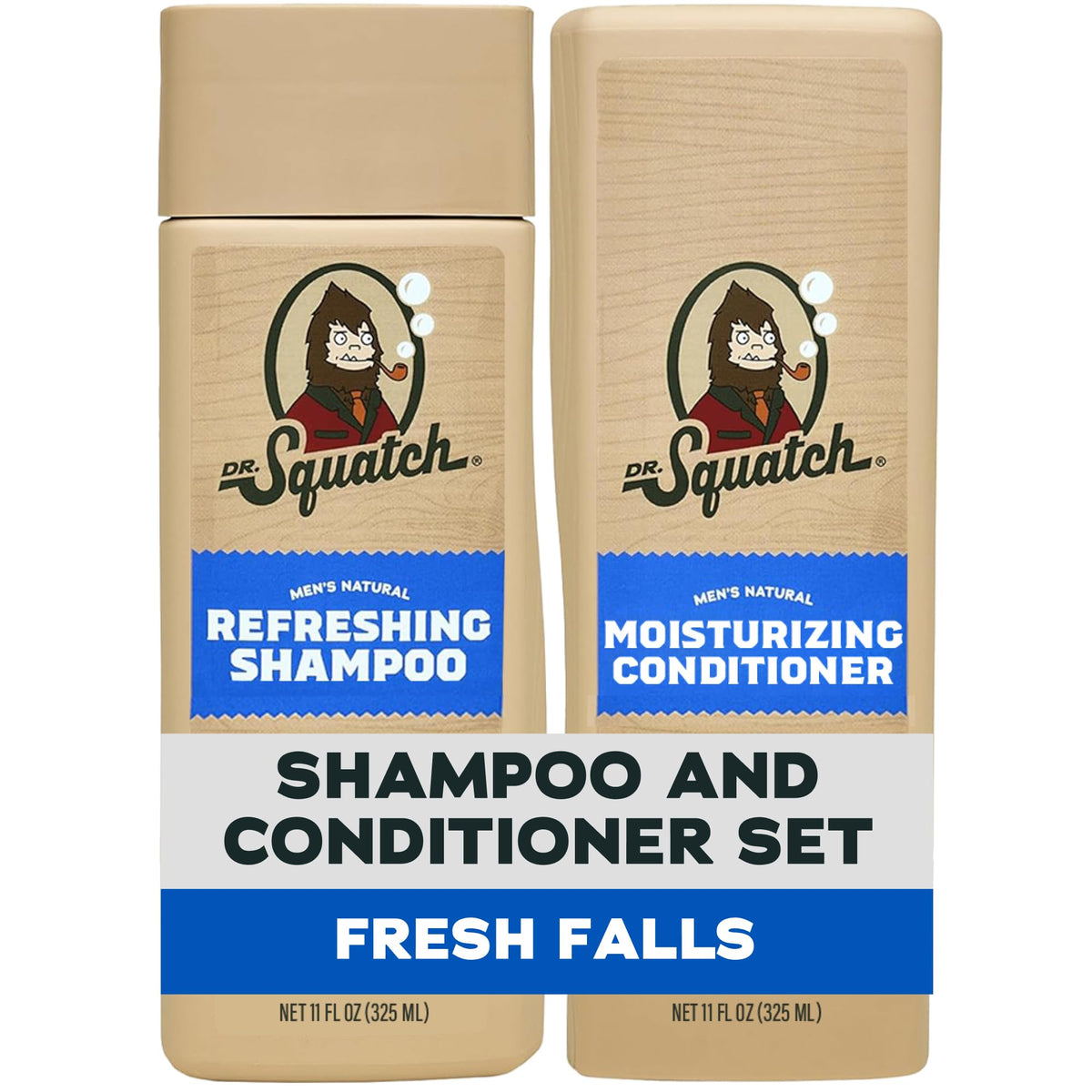 Dr. Squatch Fresh Falls front packaging showing clean bottles and scent benefit