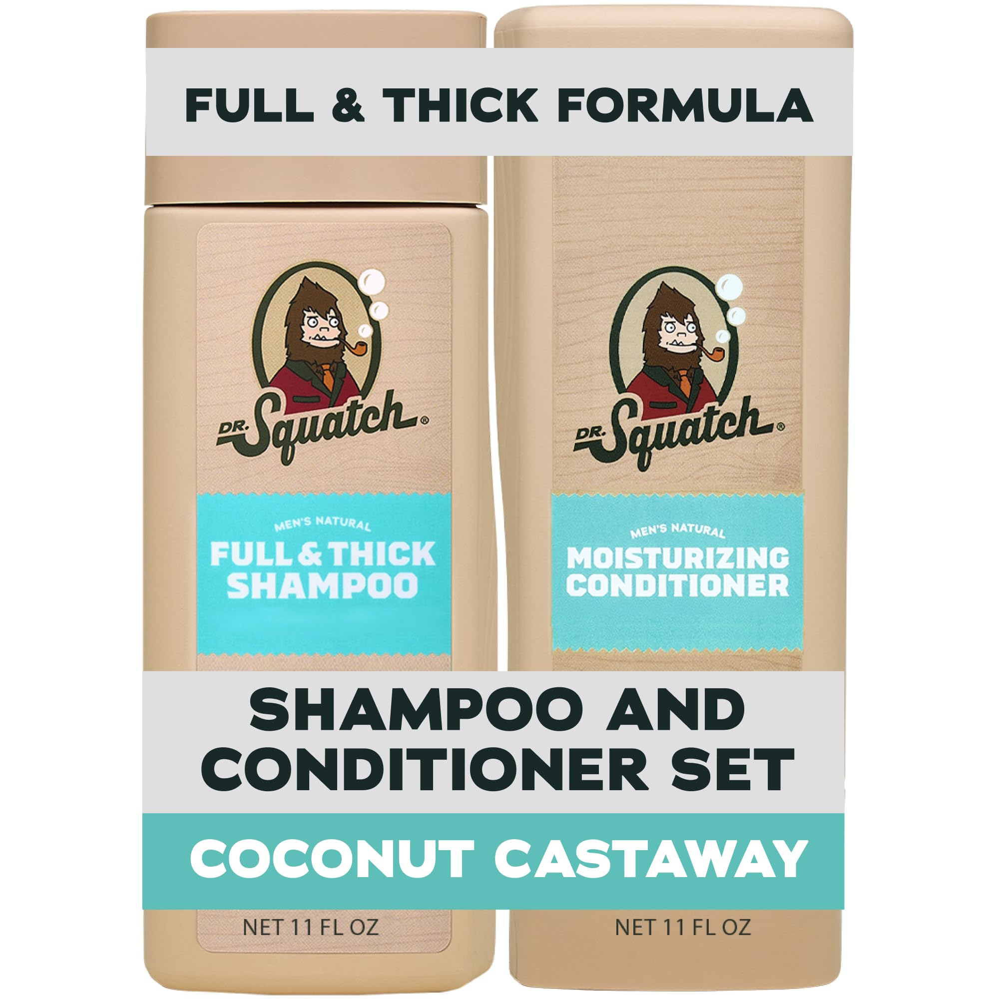 Dr. Squatch envase frontal Coconut Castaway mostrando diseño y volumen