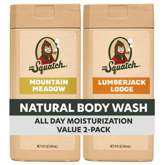 Dr. Squatch vista frontal del pack de dos botellas, conveniencia y ahorro