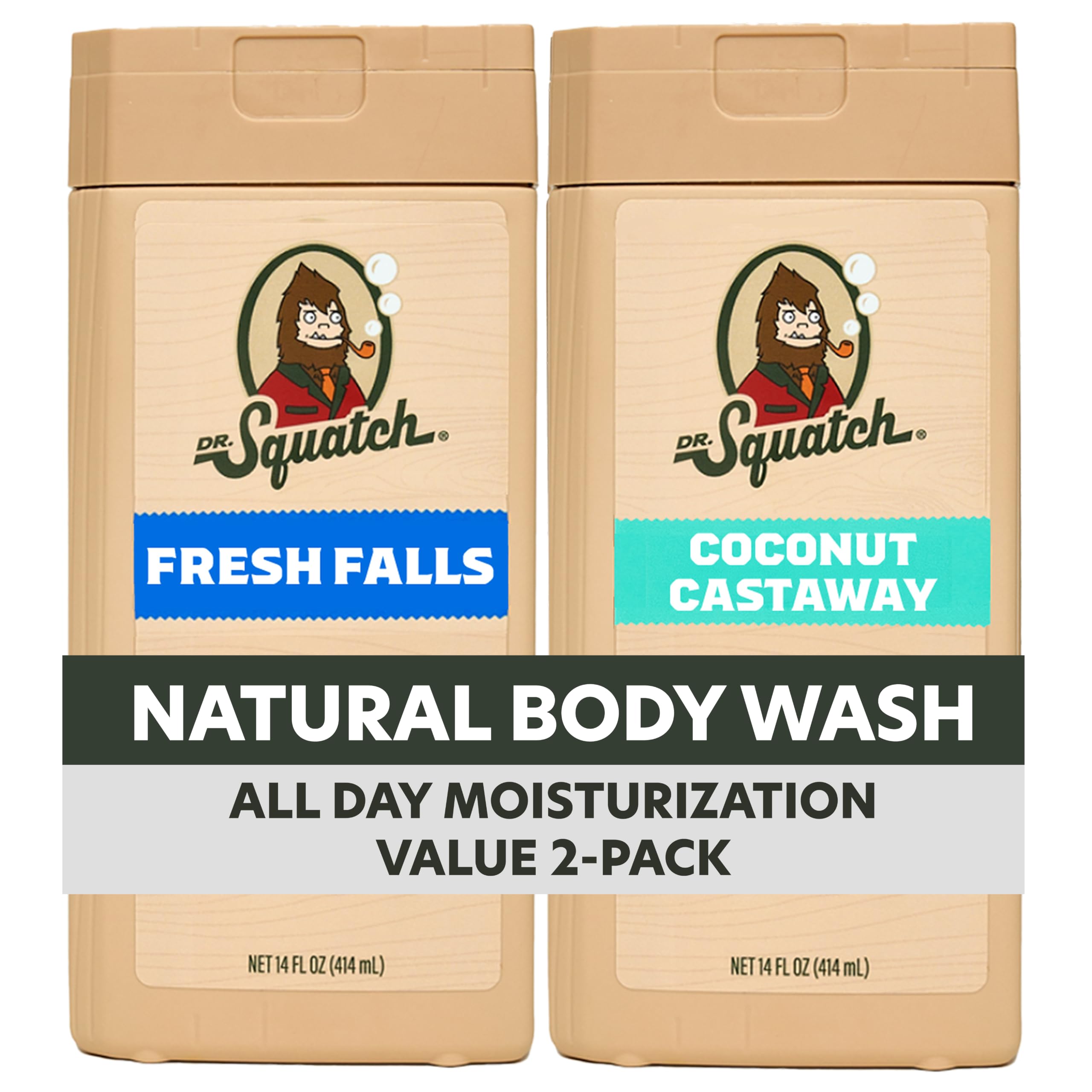 Dr. Squatch envase frontal mostrando el pack y beneficios