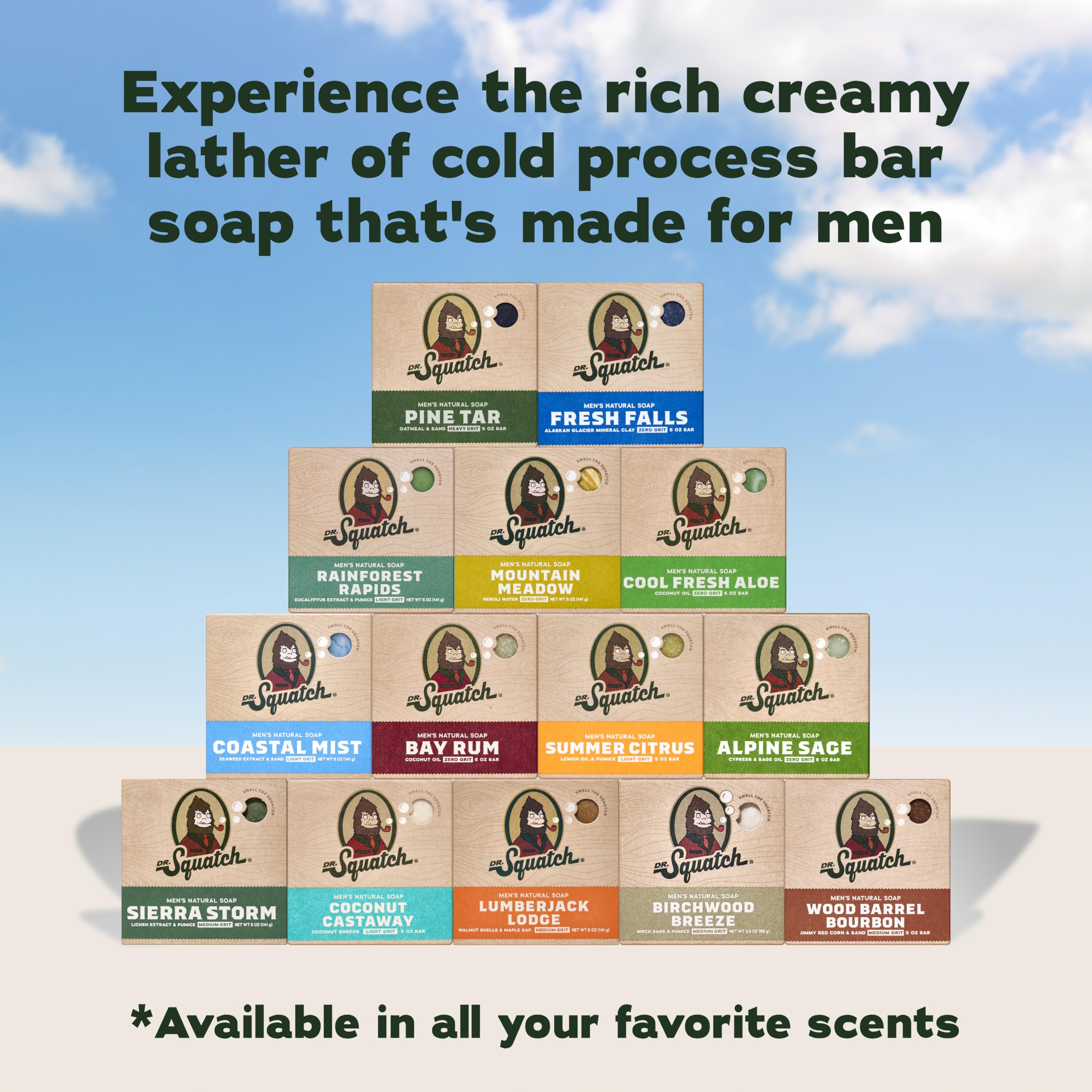 Dr. Squatch ingredientes naturales (aceite de coco, karité, caolín) para nutrición