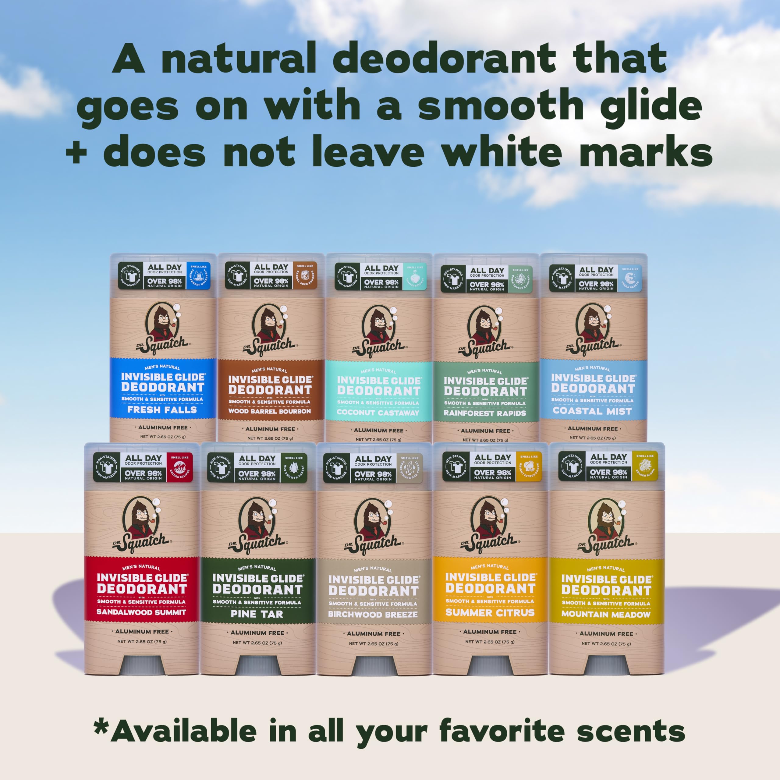 Dr. Squatch ingredientes naturales ordenados que muestran transparencia y origen