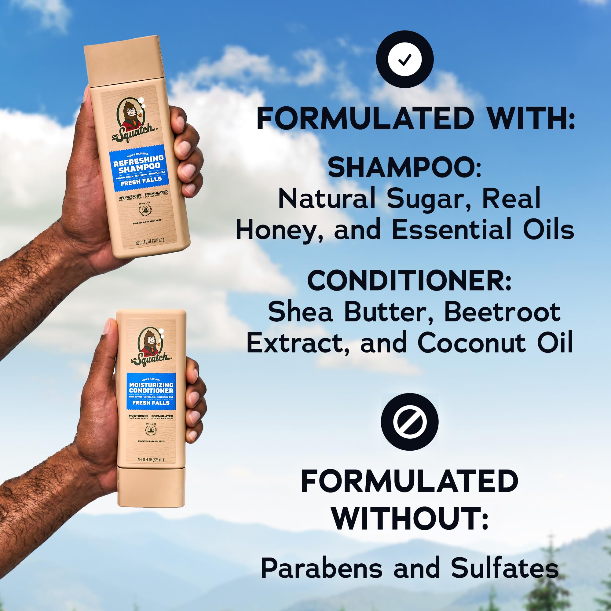 Dr. Squatch ingredients display honey shea coconut showing nourishing benefits