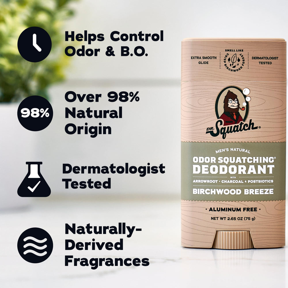 Dr. Squatch label close-up listing natural ingredients and transparency