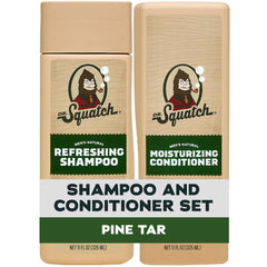 Dr. Squatch Pine Tar front pack showing bottles and label benefits