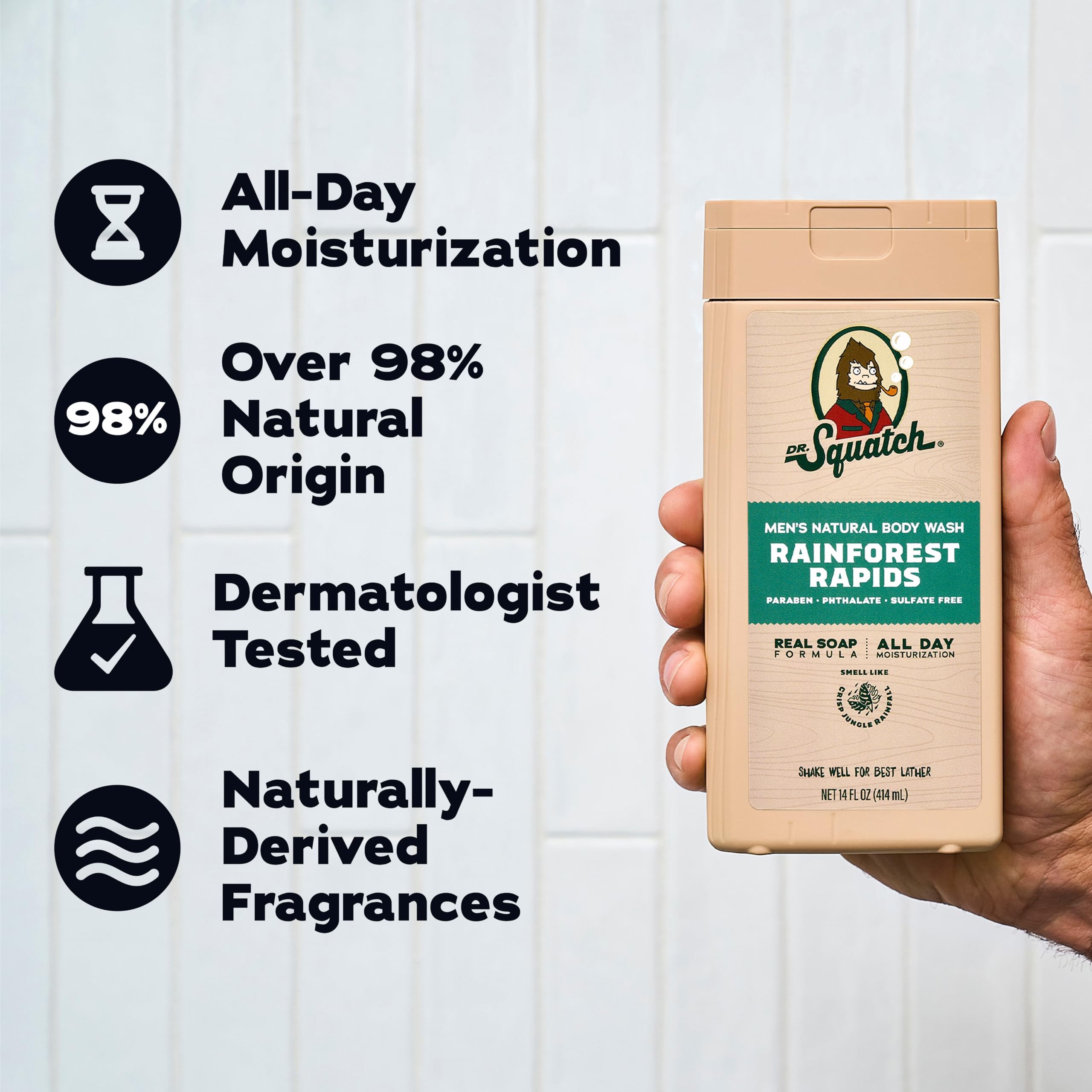 Dr. Squatch textura de espuma cremosa que hidrata la piel