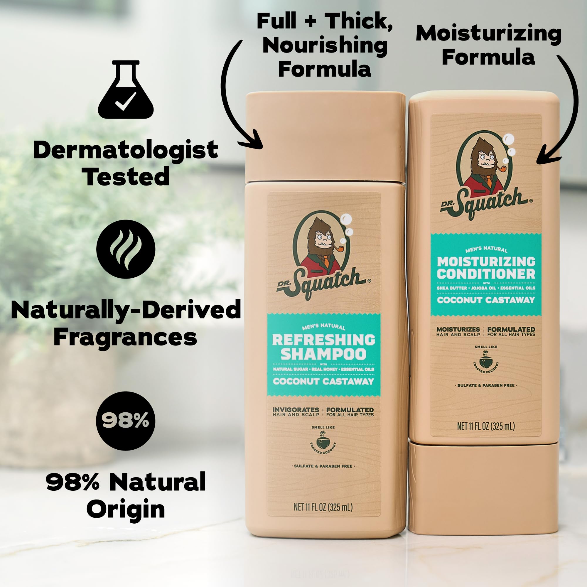 Dr. Squatch hombre usando champú en la ducha para más cuerpo