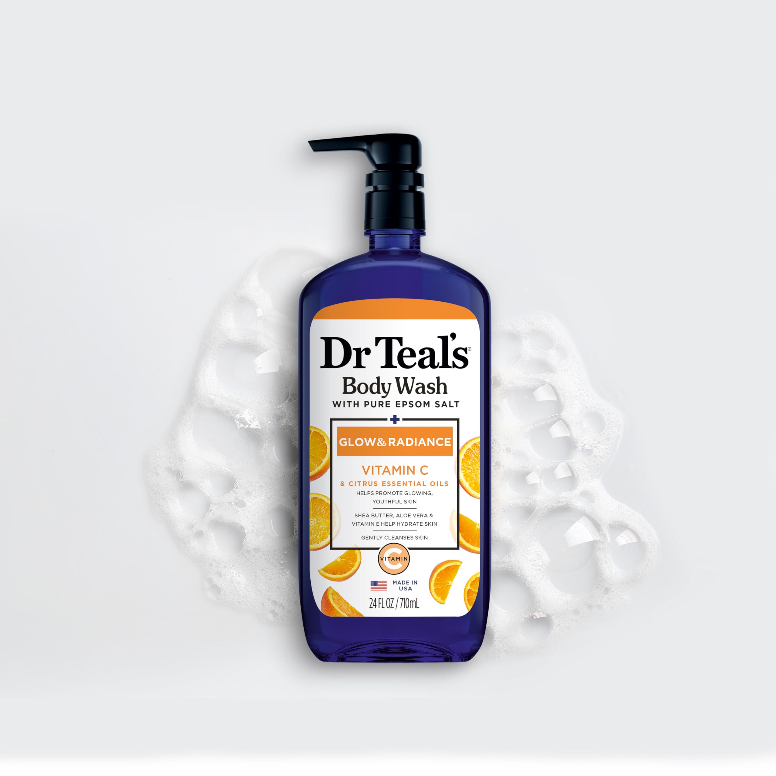 Dr Teal's ambiente de baño con cítricos que transmite aroma fresco y energía