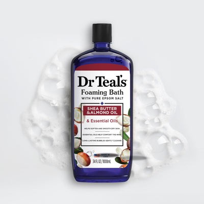Dr Teal's pack de cuatro botellas apiladas listo para almacenamiento