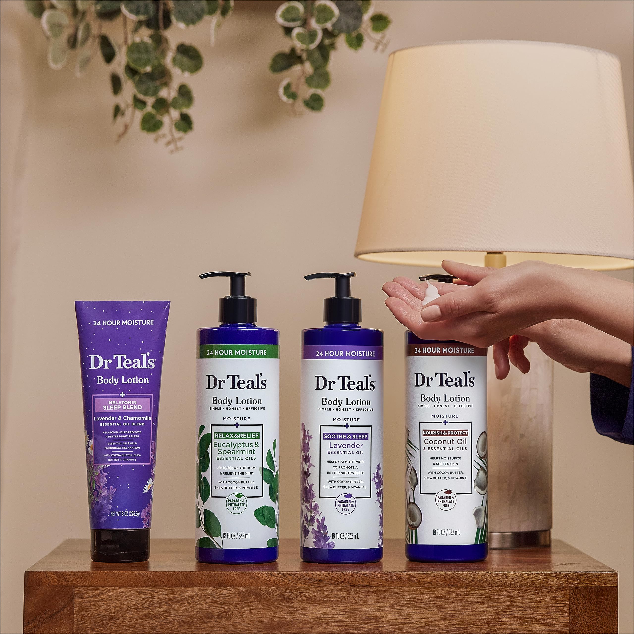 Dr Teal's etiqueta con ingredientes clave y beneficios visibles