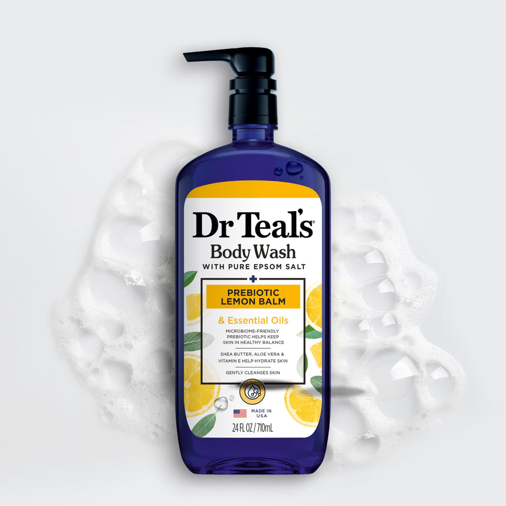 Dr Teal's ingredientes destacados: sal de Epsom, manteca de karité y vitamina E