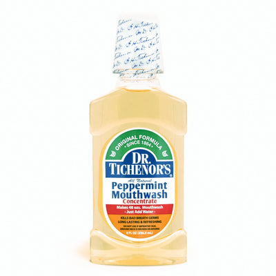 Dr. Tichenor's líquido color verde azulado para percibir la intensidad mentolada