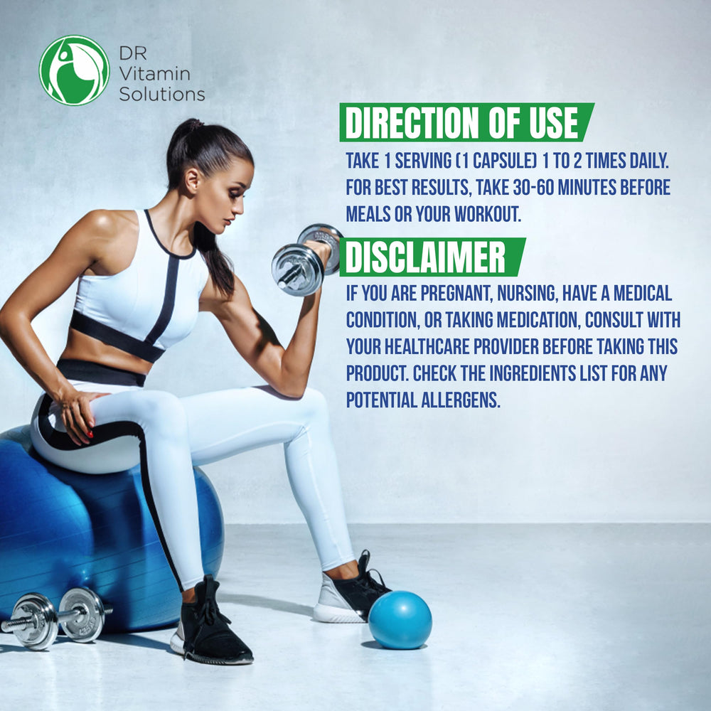 DR VITAMIN SOLUTIONS frasco en ambiente de gimnasio demostrando uso complementario