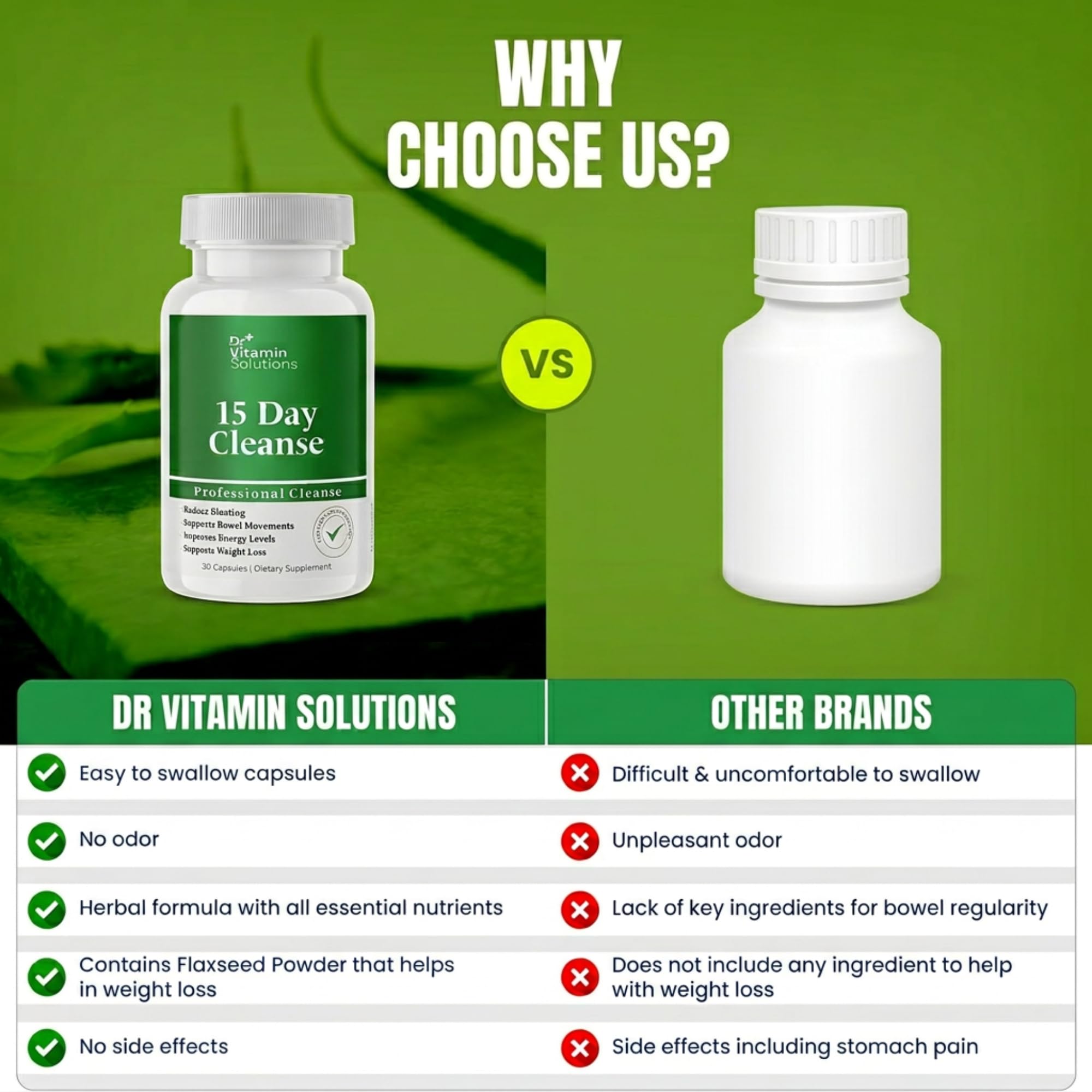 DR VITAMIN SOLUTIONS etiqueta con lista de ingredientes y pruebas de terceros