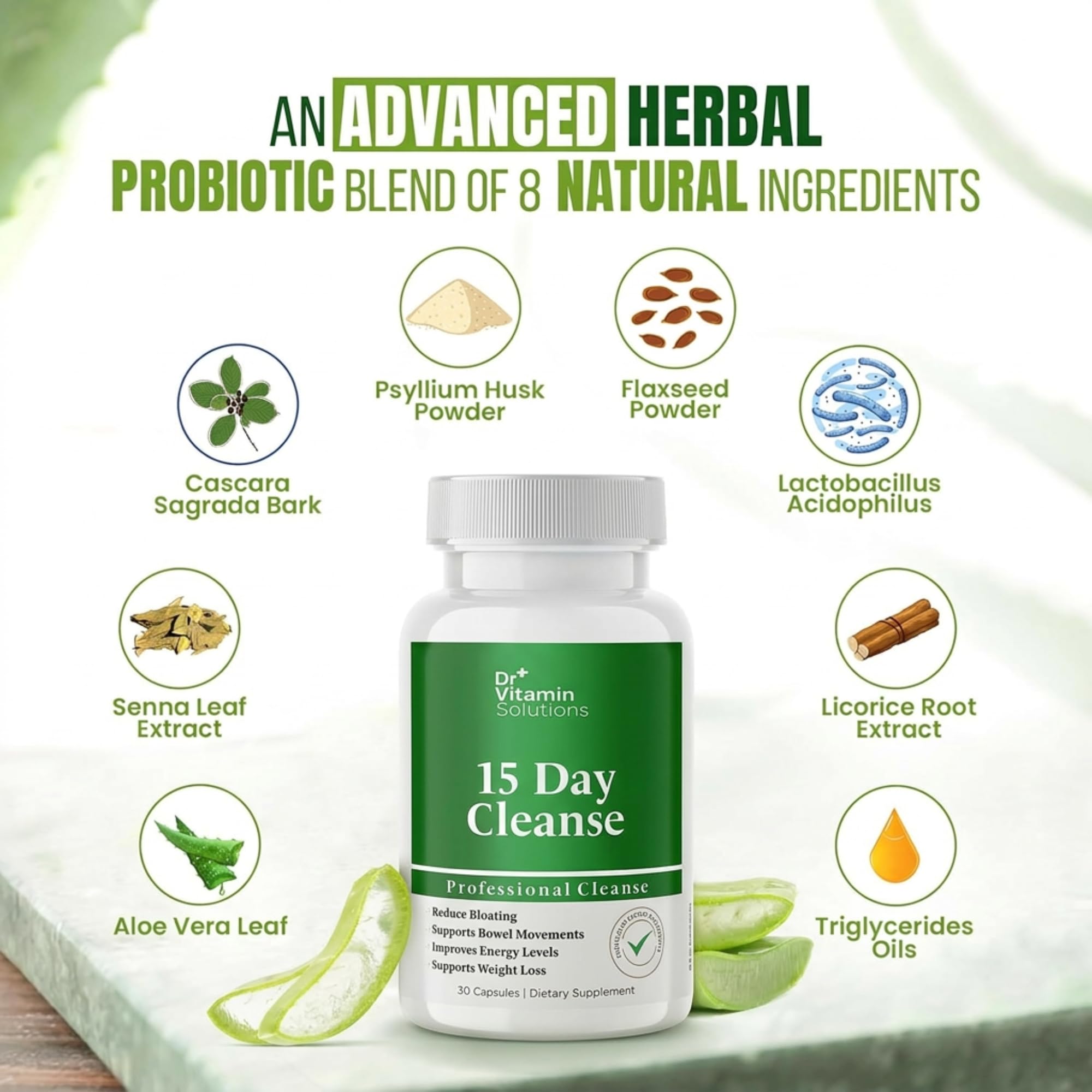 DR VITAMIN SOLUTIONS mezcla seca de hierbas y semillas usada en la fórmula