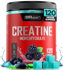Dralot Nutrition envase frontal de gominolas creatina, práctico y sin azúcar