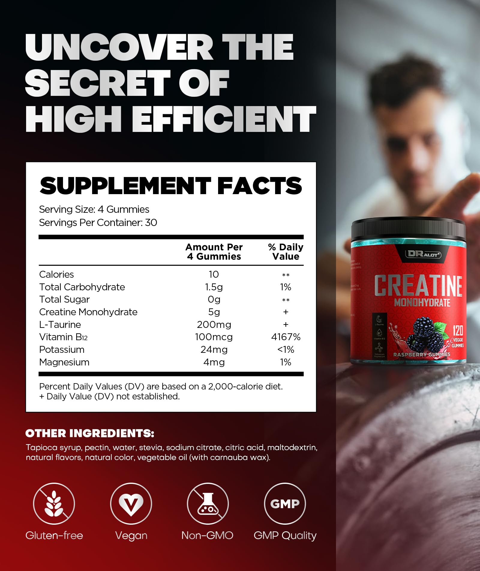 Dralot Nutrition gominolas junto a equipo de entrenamiento, energía inmediata