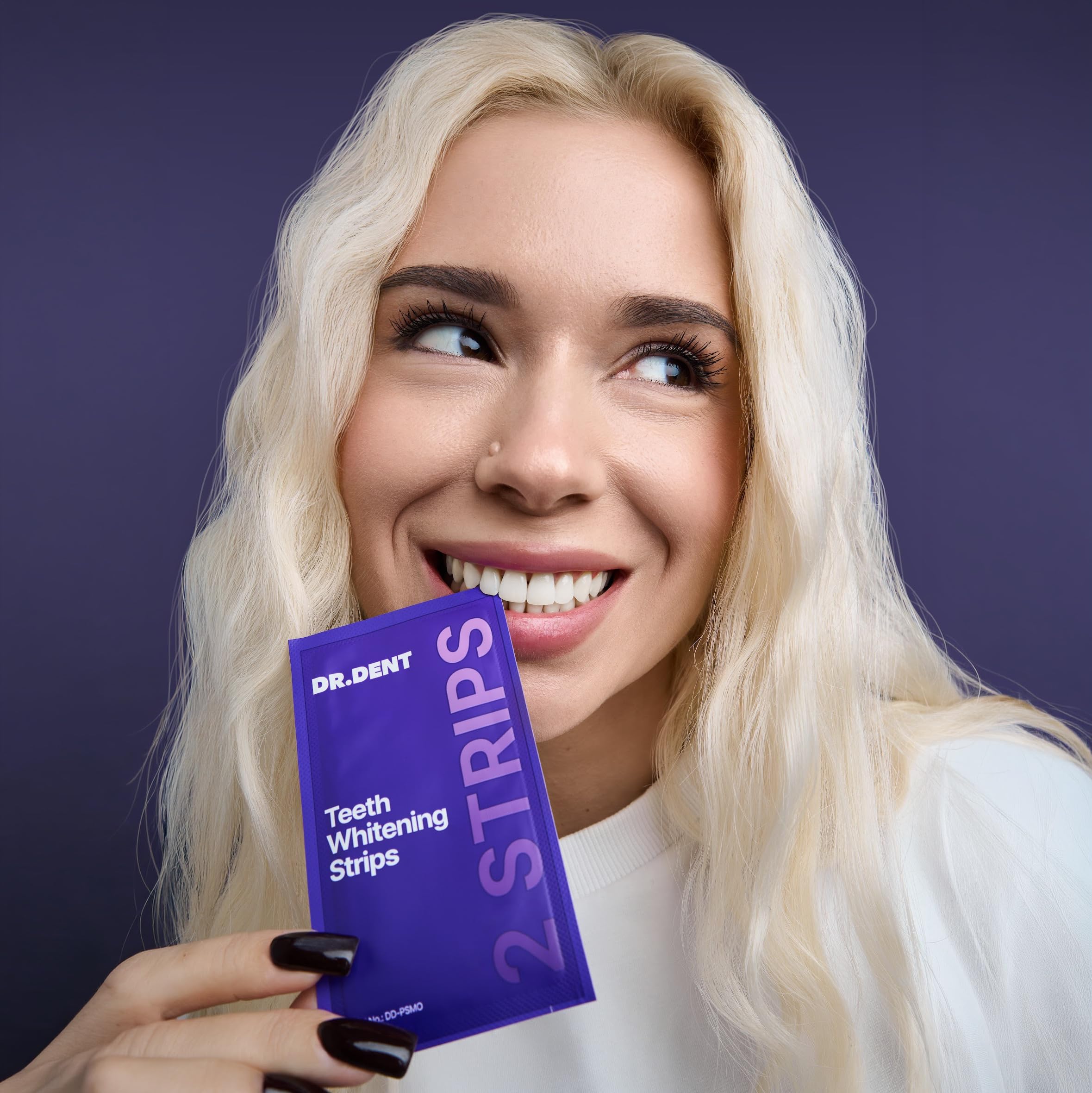 DrDent empaque abierto con tiras listas para usar y aspecto profesional