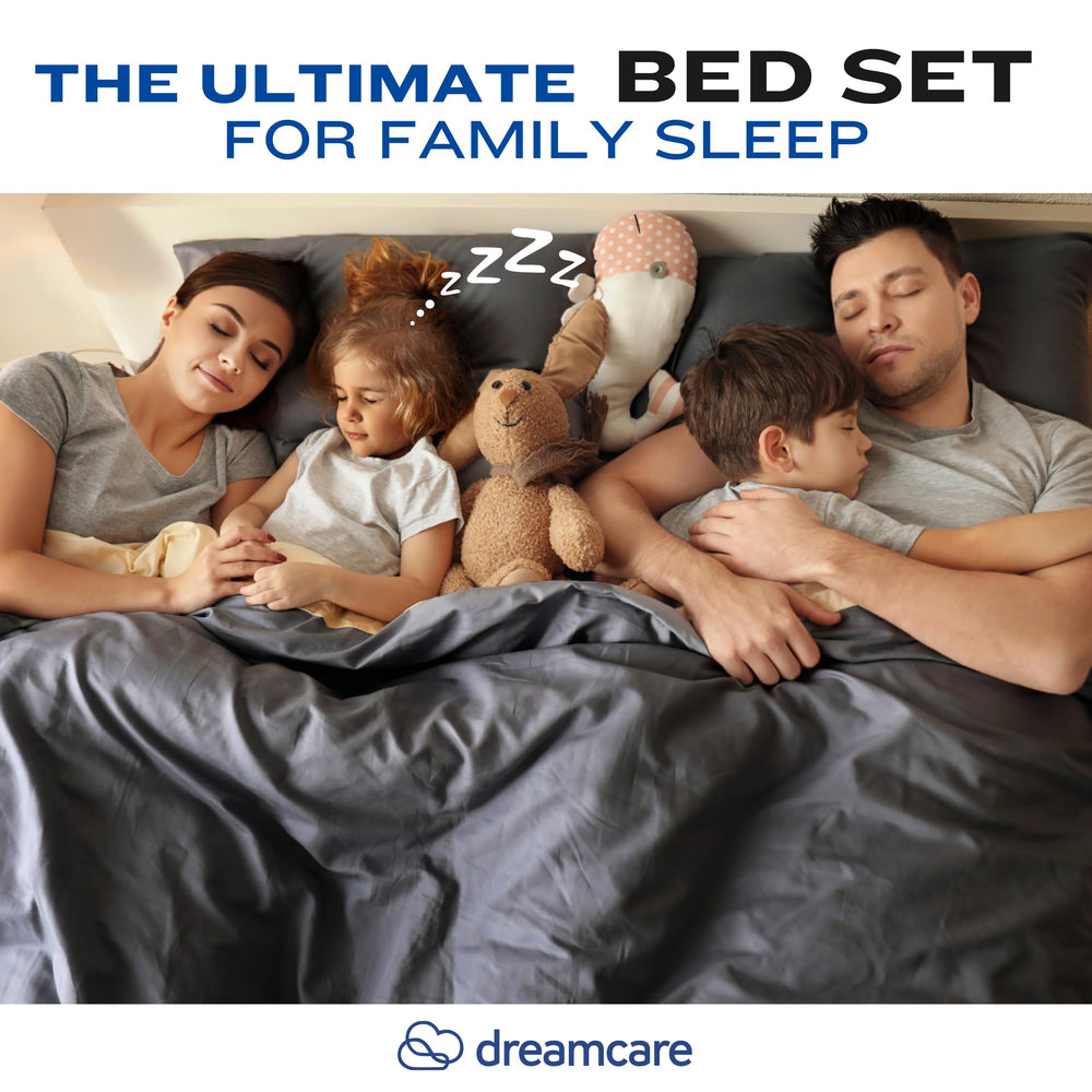 DREAMCARE styled bedroom with gray sheets showing modern decor and comfort