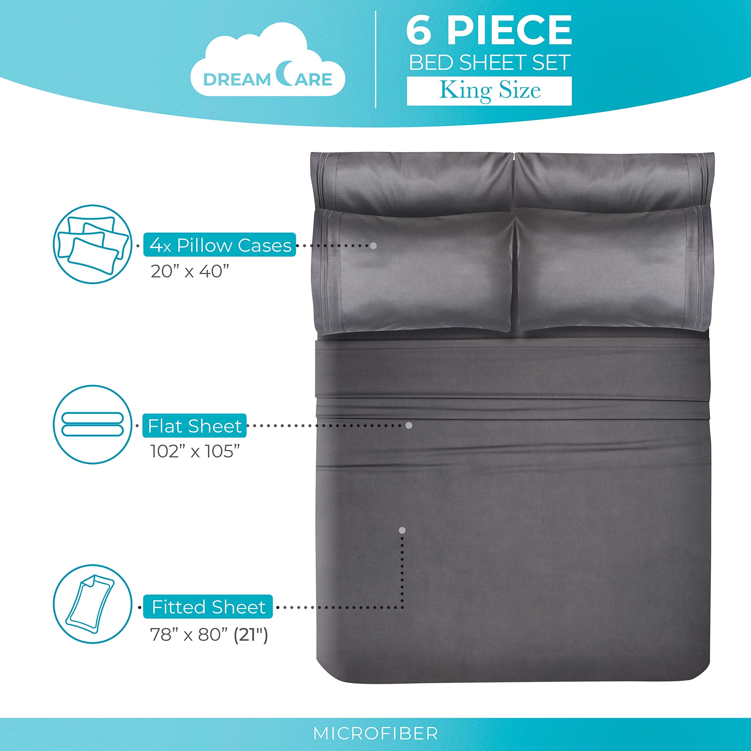 DREAMCARE juego colocado en cama King Size mostrando caída y estilo