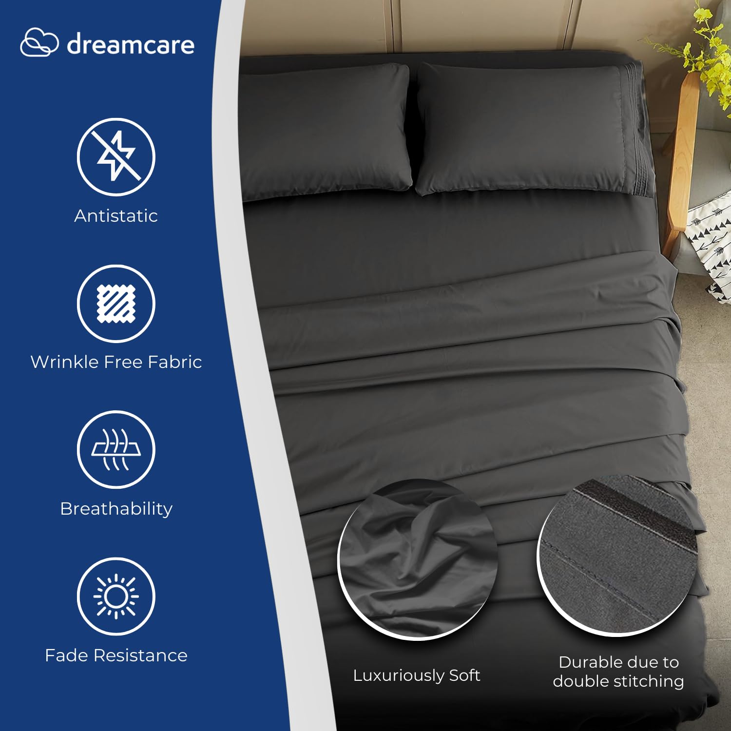 DREAMCARE primer plano de la textura de microfibra, tacto suave y duradero