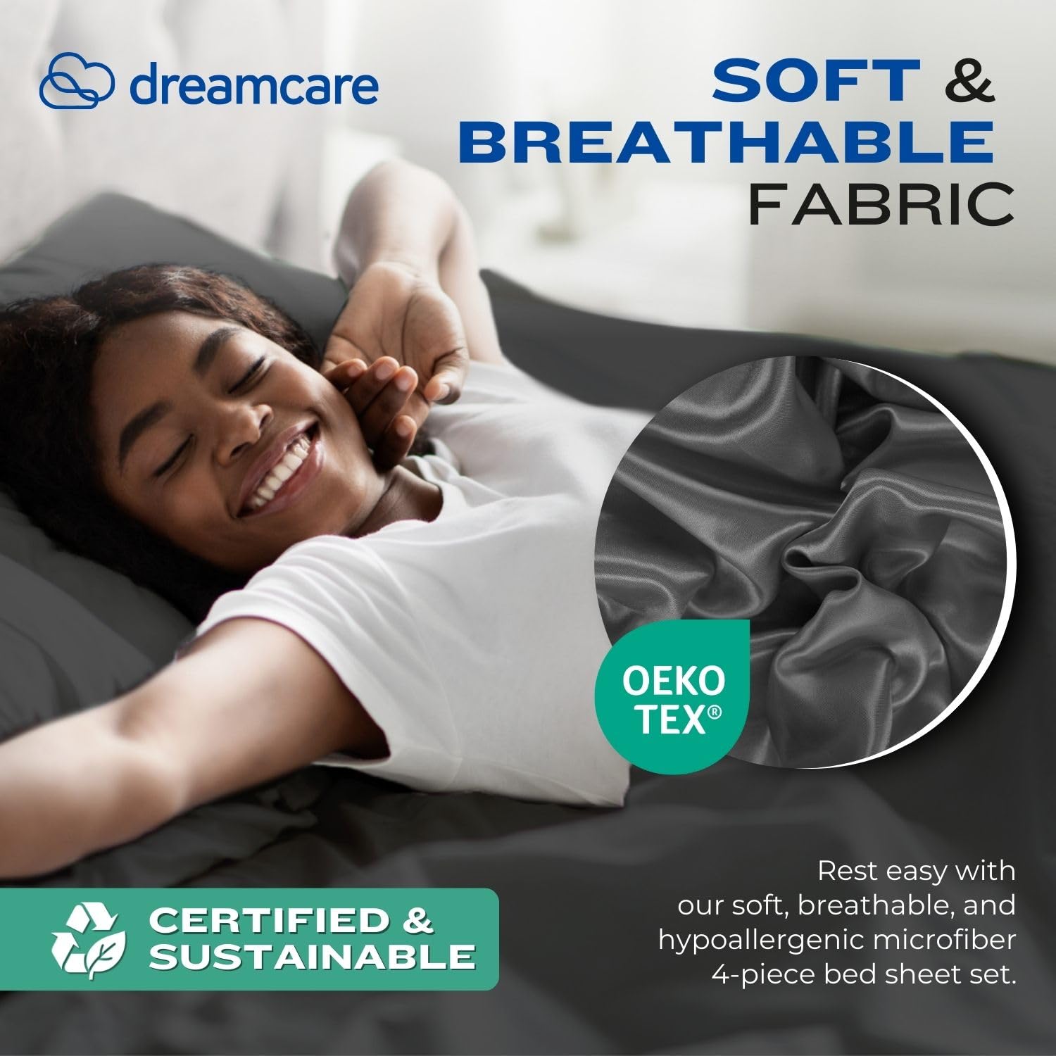 DREAMCARE detalle de la funda de almohada con costuras y acabado fino