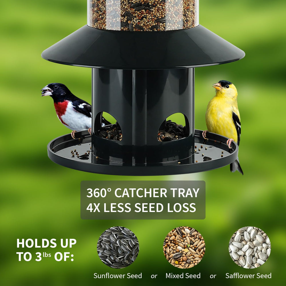 Dreamdrawer 360° perch tray detail catching stray seed and reducing waste