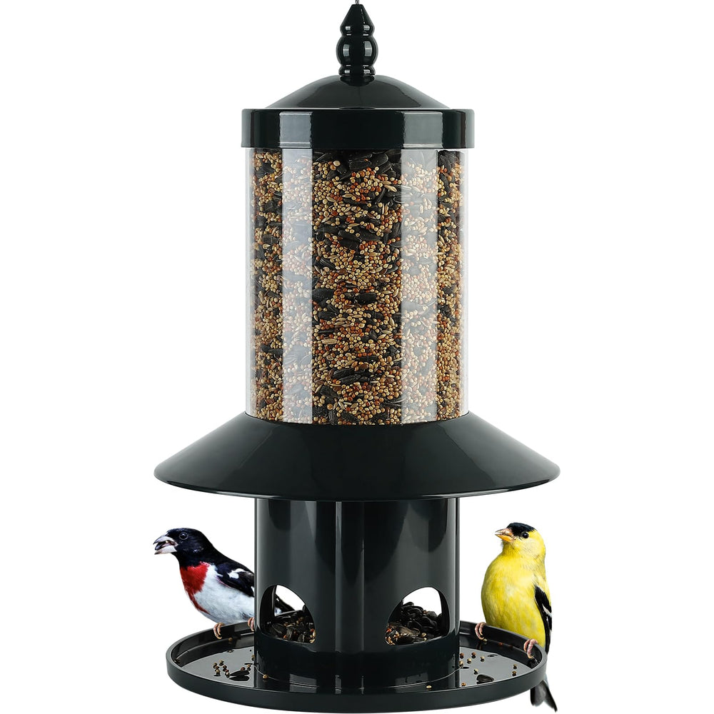 Dreamdrawer front view of hanging feeder showing clean design and bird access benefit